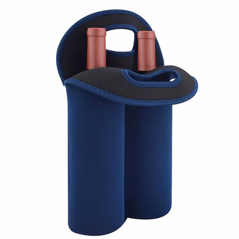 2 Bottle Insulated Neoprene Wine Carrier Tote Bag Water Bottle