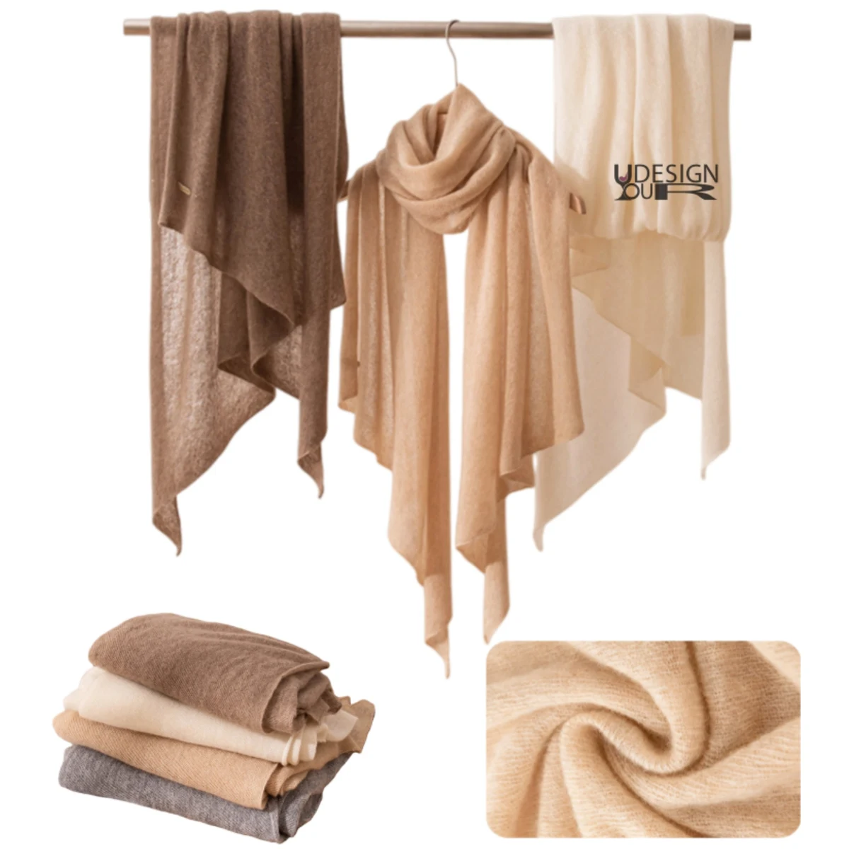 78"x24" 100% cashmere knitted scarf 1