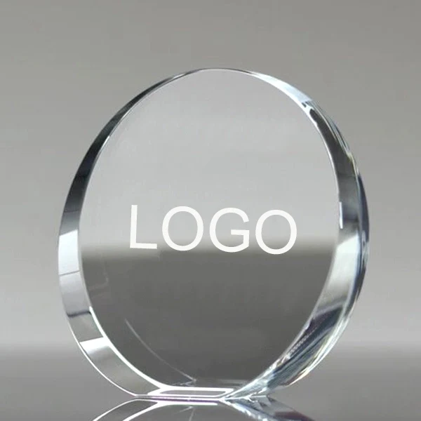 Crystal Round Stand Up Paperweight 1