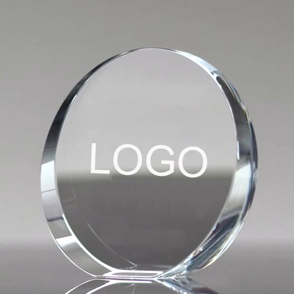 Crystal Round Stand Up Paperweight