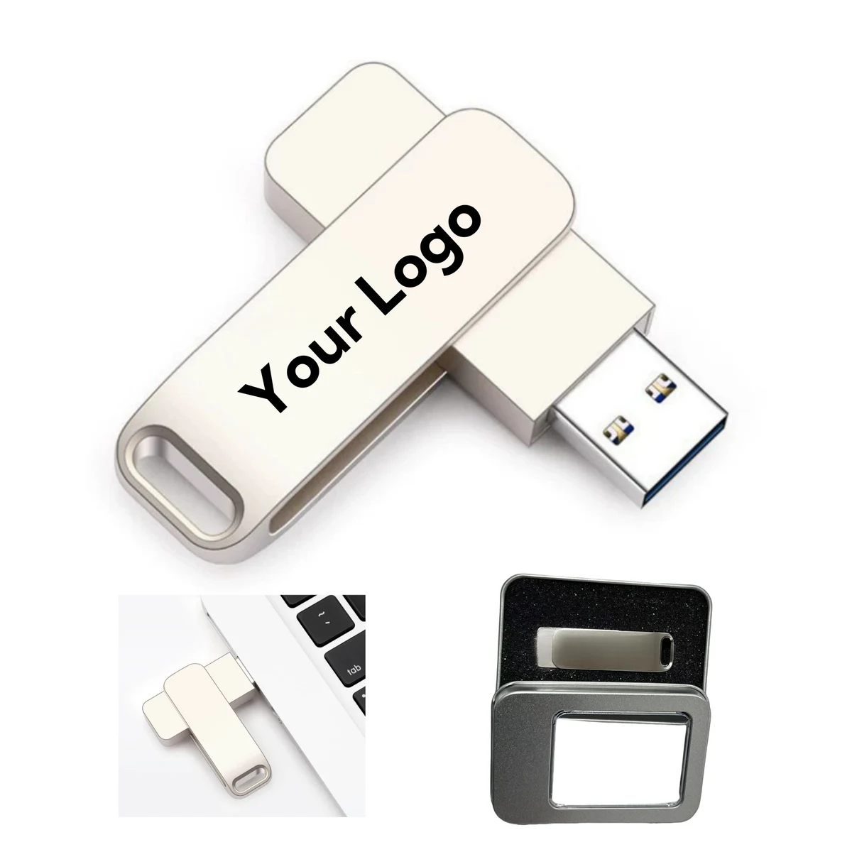 32G Metal Rotating USB Flash Drive 1
