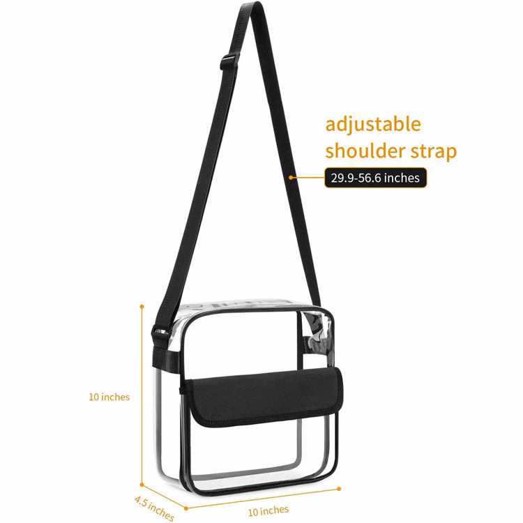 Clear PVC Stadium Crossbody Zipper Bag