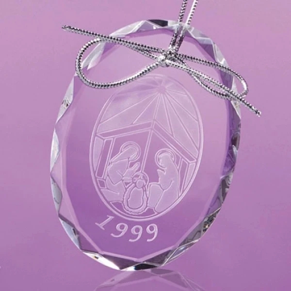 Oval Anniversary Crystal Christmas Ornament 1