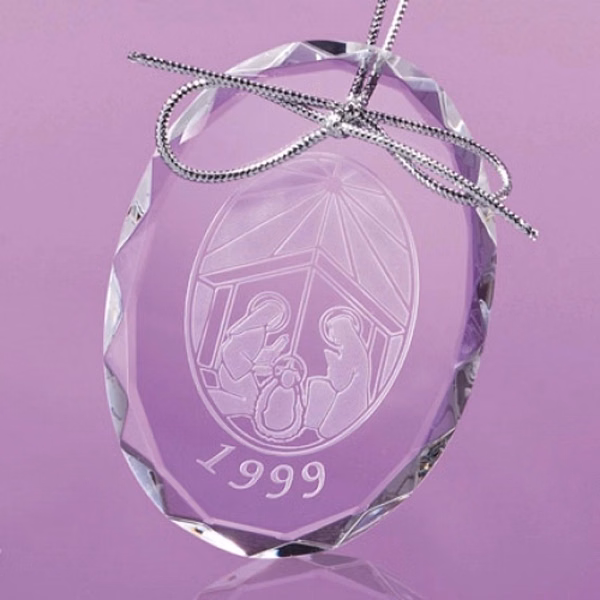 Oval Anniversary Crystal Christmas Ornament