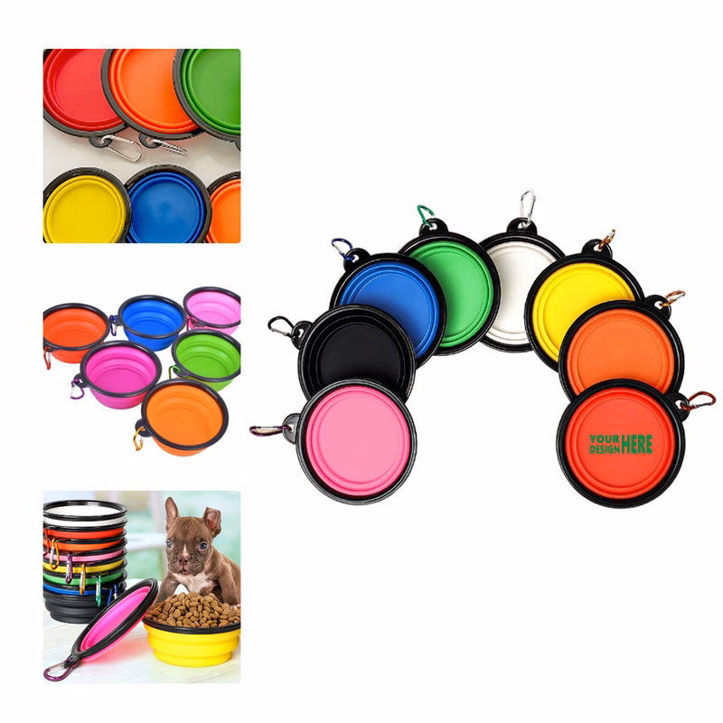 MOQ 50 Collapsible Pet Bowl with Carabiner for Outdoor Use