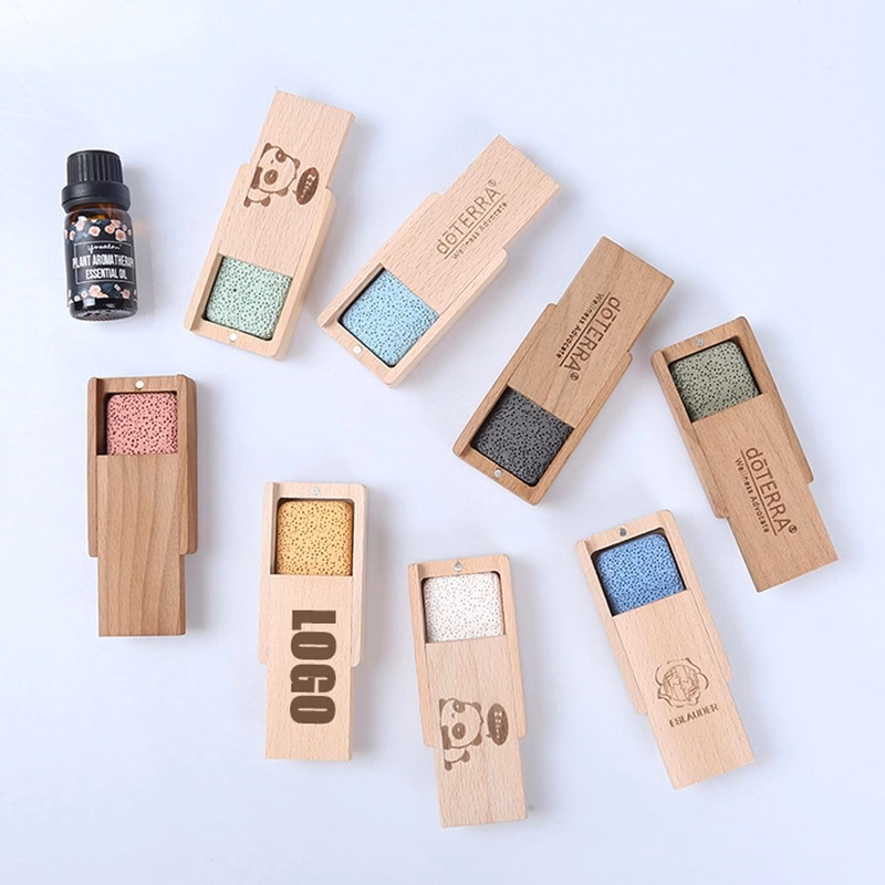 Wooden Essential Oil Diffuser Box with Volcanic Rock