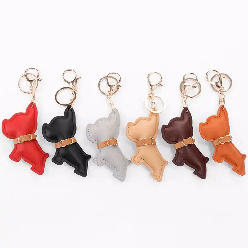 Christmas Gift Leather Buffalo Dog Keychain