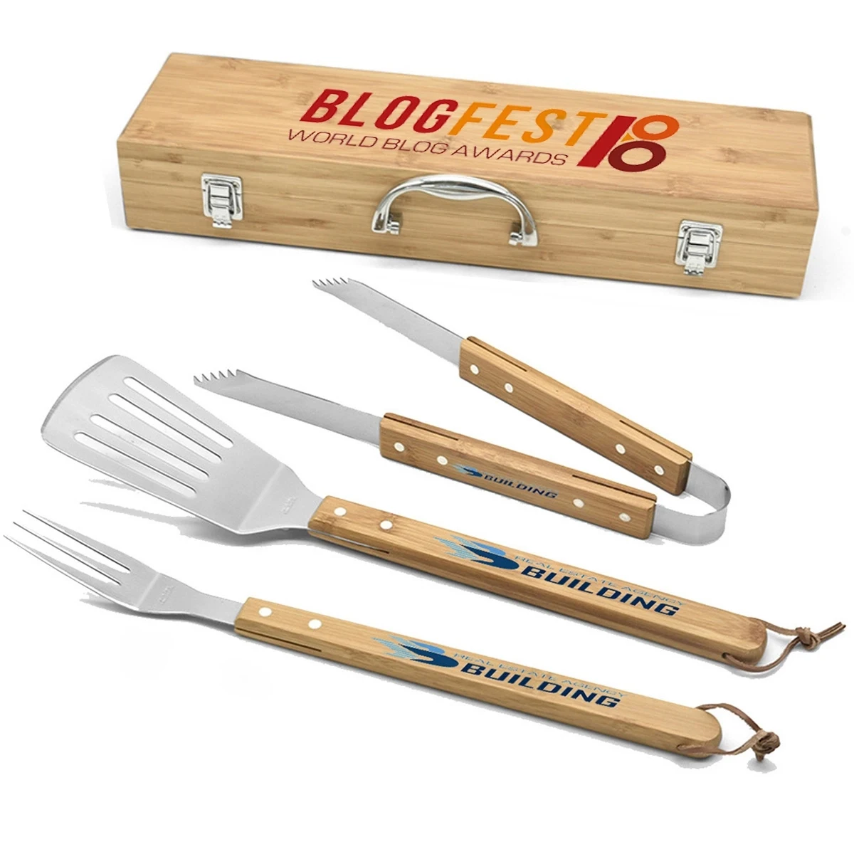3-Piece Custom Bamboo Grilling Barbecue Tool Set 1