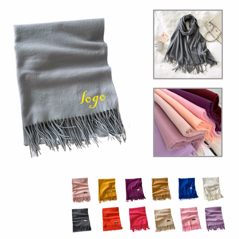 MOQ50 Winter Warm Solid Color Faux Cashmere Scarf