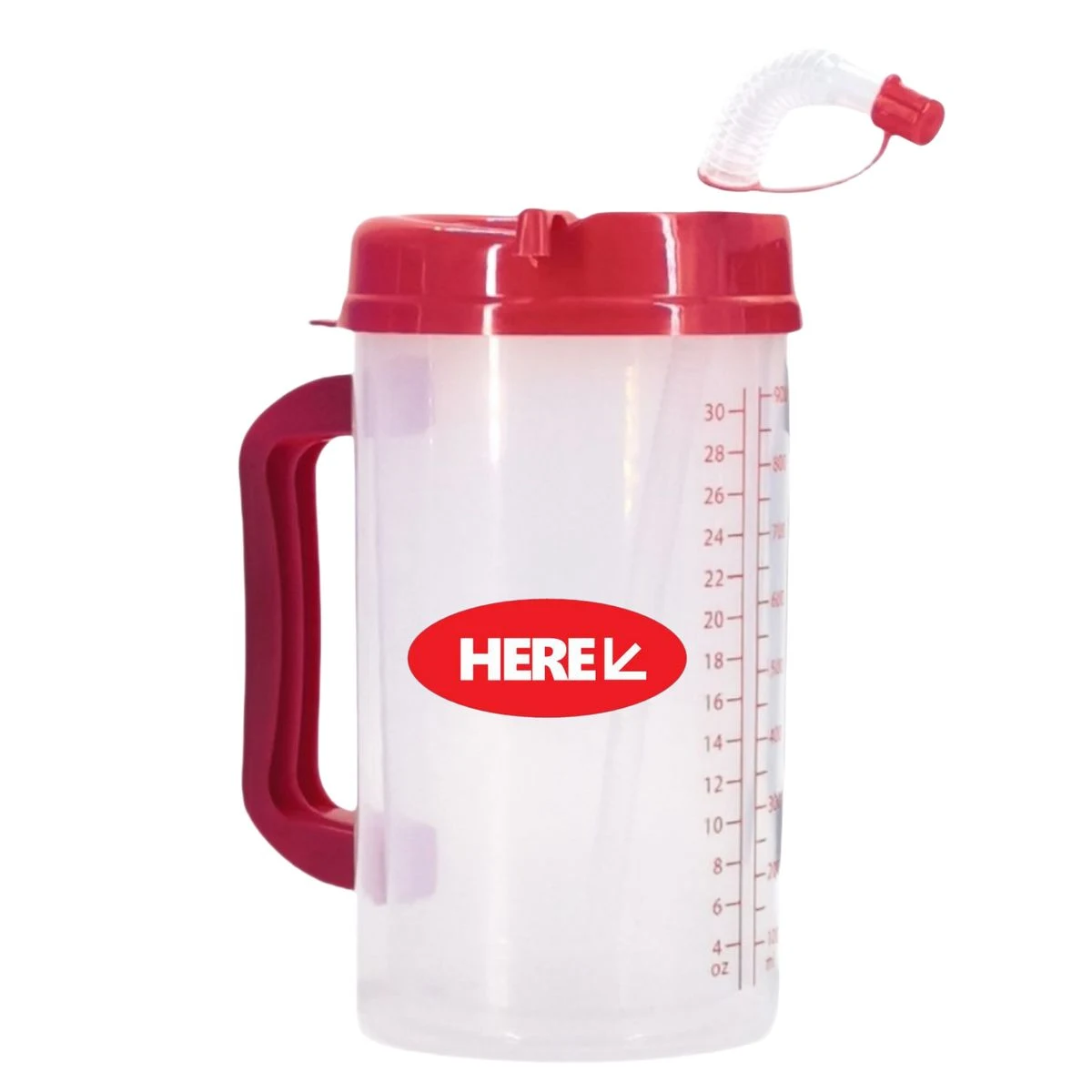 32 oz Hospital Measurement Cup With Straw 1
