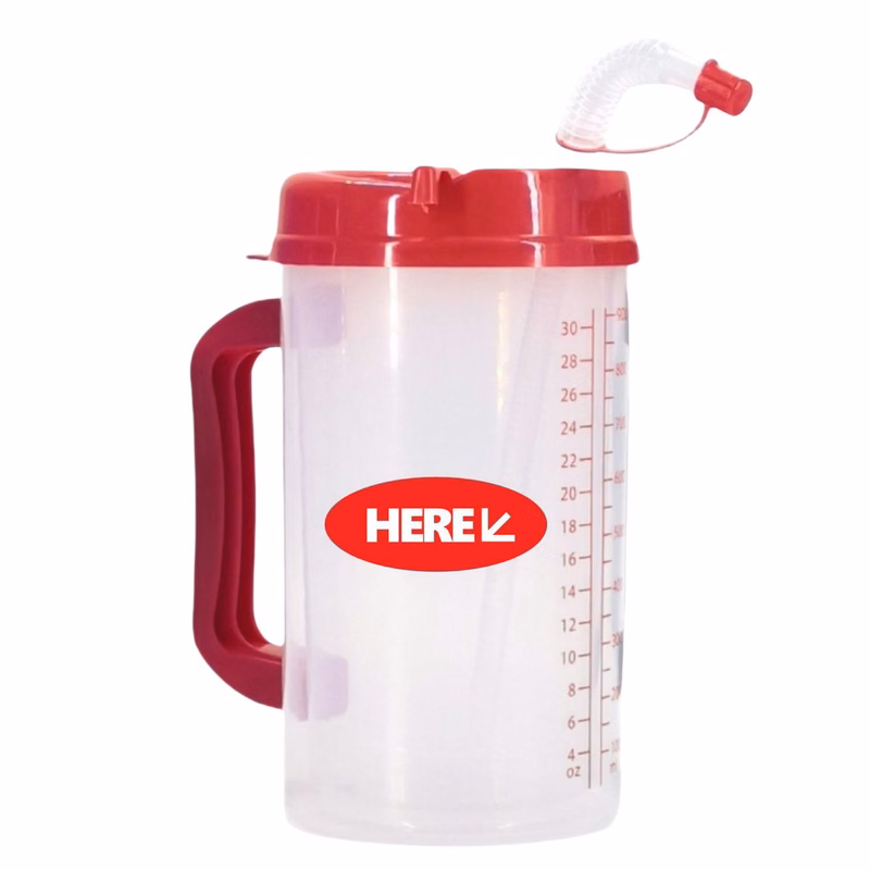 32 oz Hospital Measurement Cup With Straw