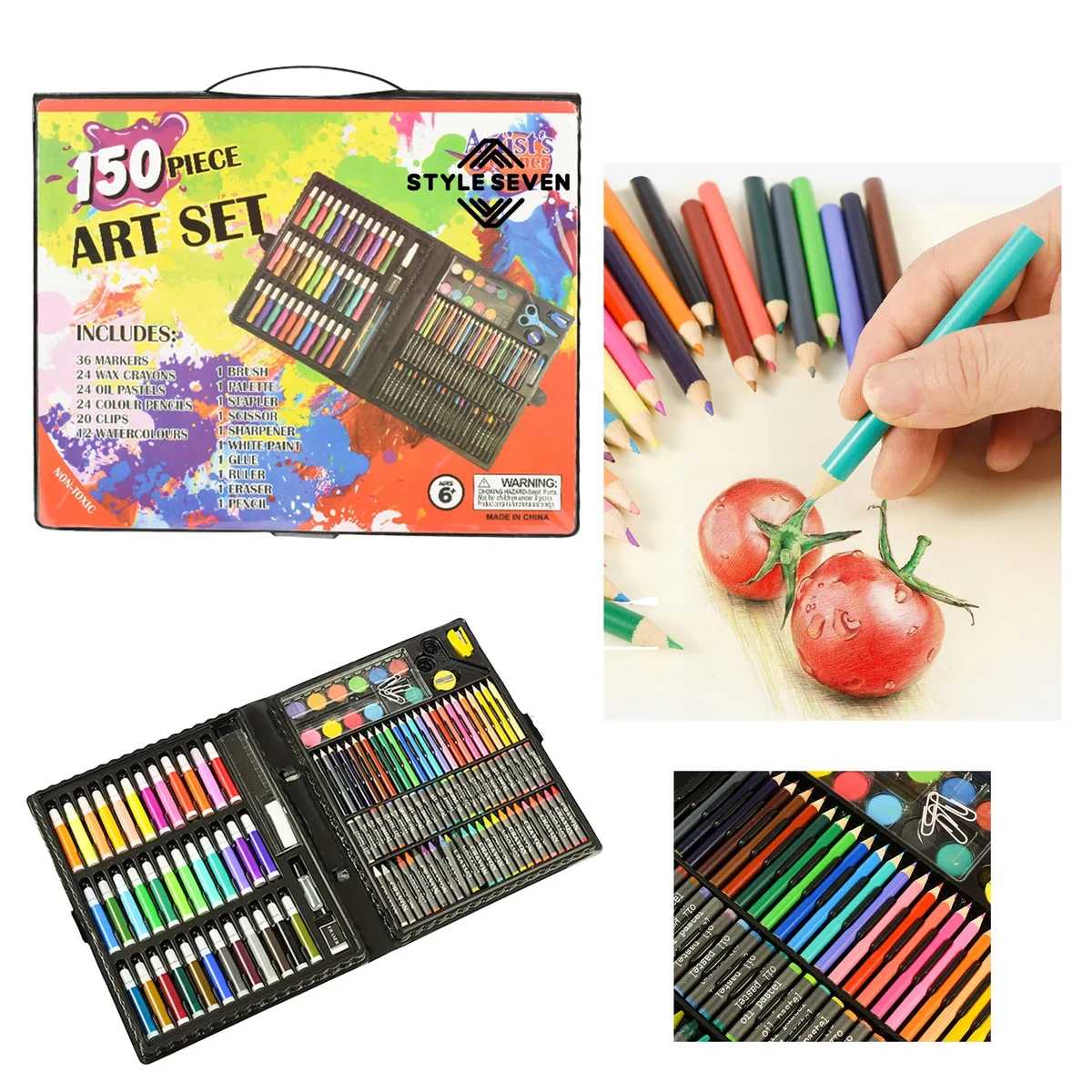 Children's Art Color Pen Set 150 Piece Portable Box 1