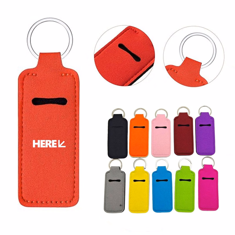 Neoprene Lipstick Protective Sleeve With Keychain