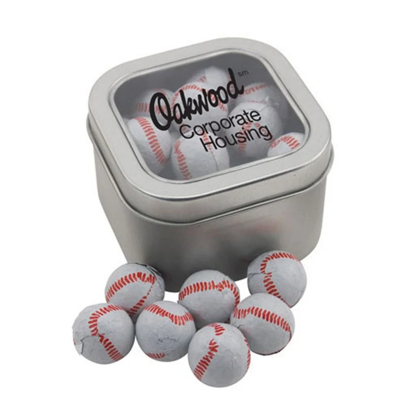 Window Tin with Chocolate Baseballs 1
