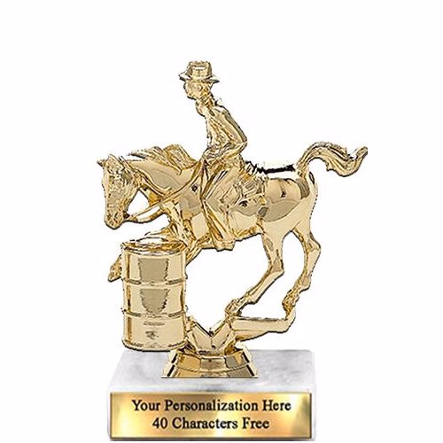 Trophy: 7", 2x3 white marble base, Barrel Racer Go