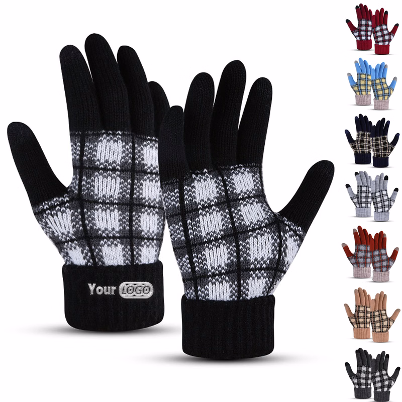 Winter Plaid Fleece-Lined Gloves
