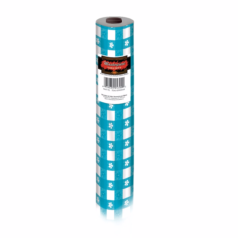 Masterpiece Plastic Gingham Table Roll