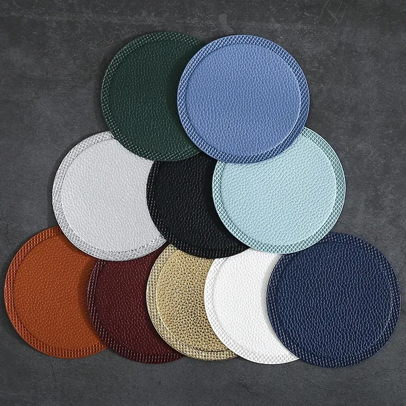 Leather Round 10CM Coaster 1