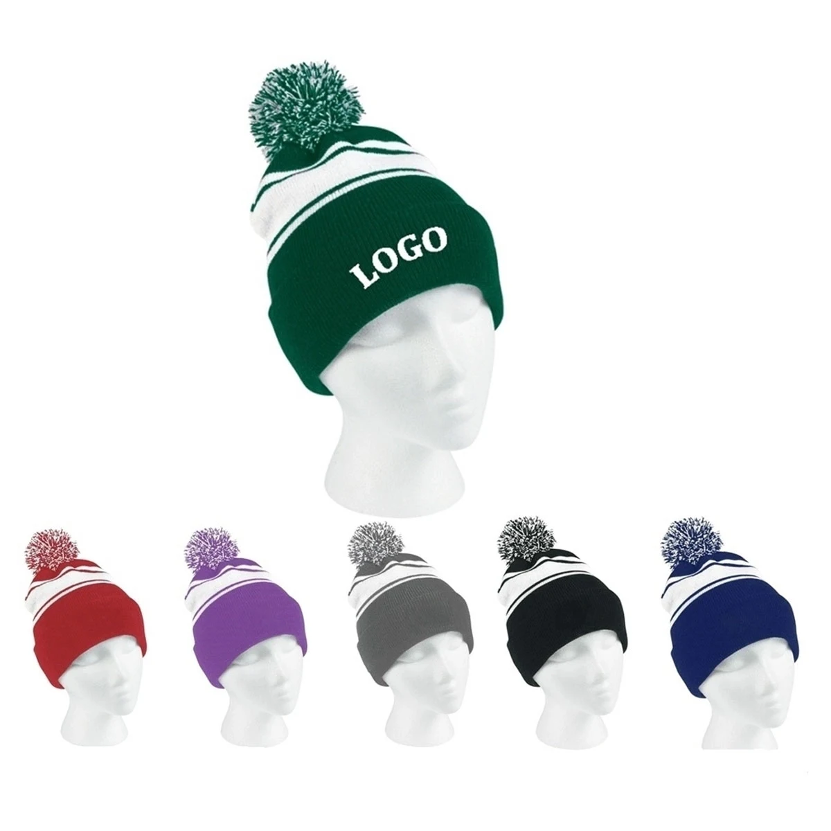 Winter Knitted Beanie Hat with Pom Warm Knit 1