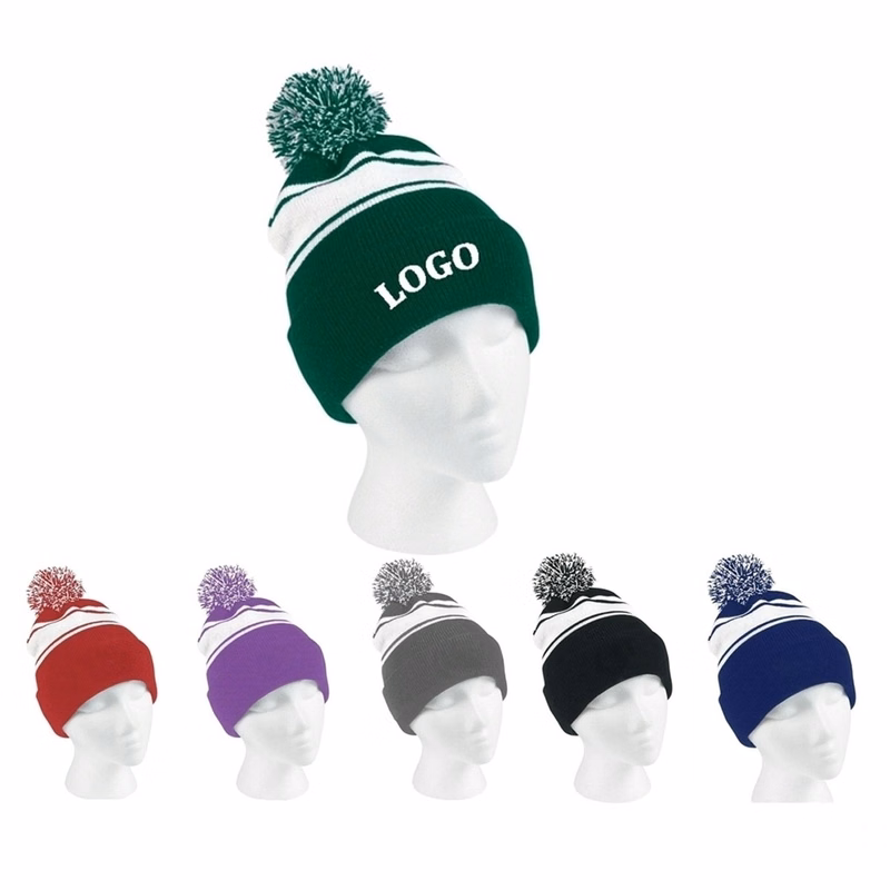Winter Knitted Beanie Hat with Pom Warm Knit