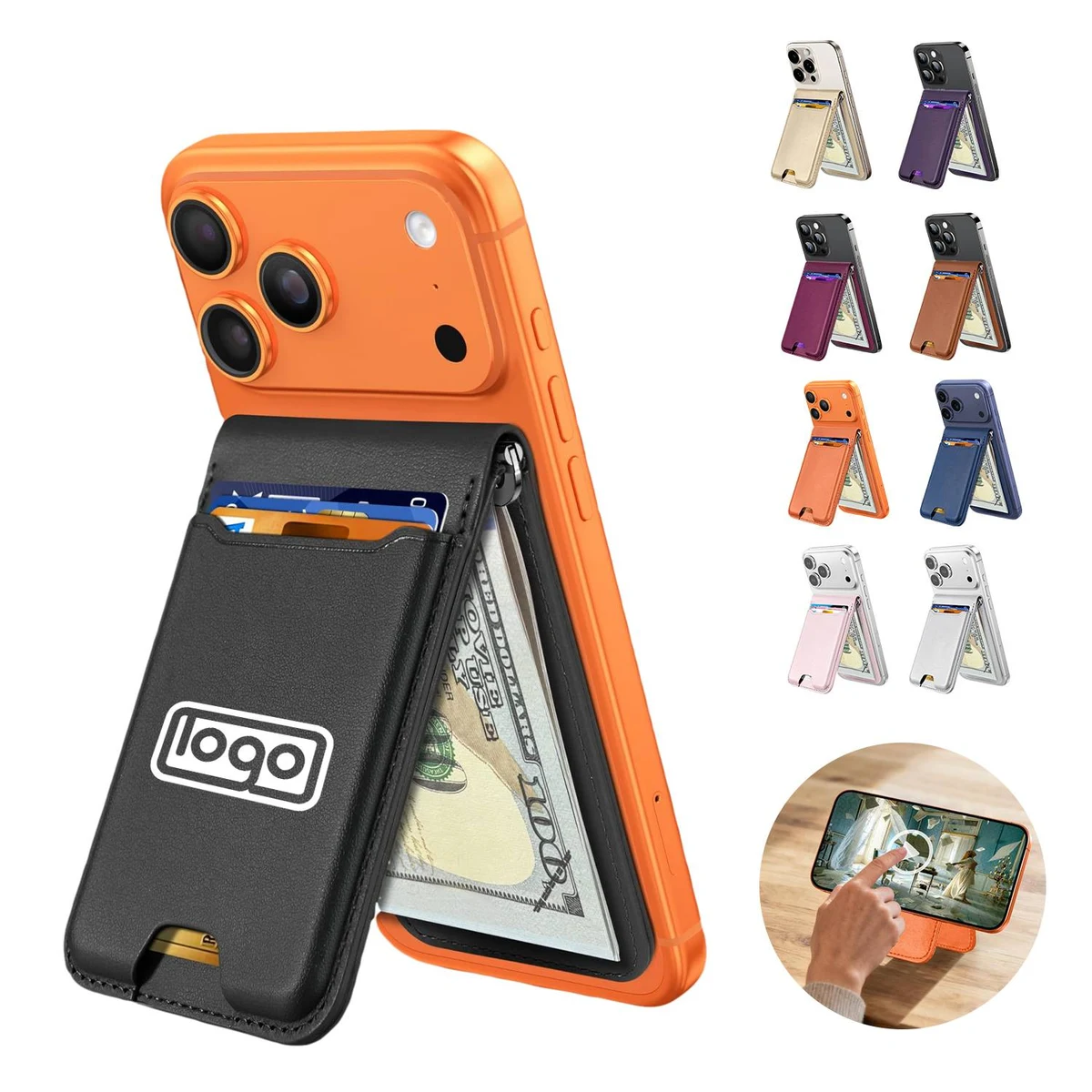 PU Leather Magnetic Phone Wallet with Stand 1