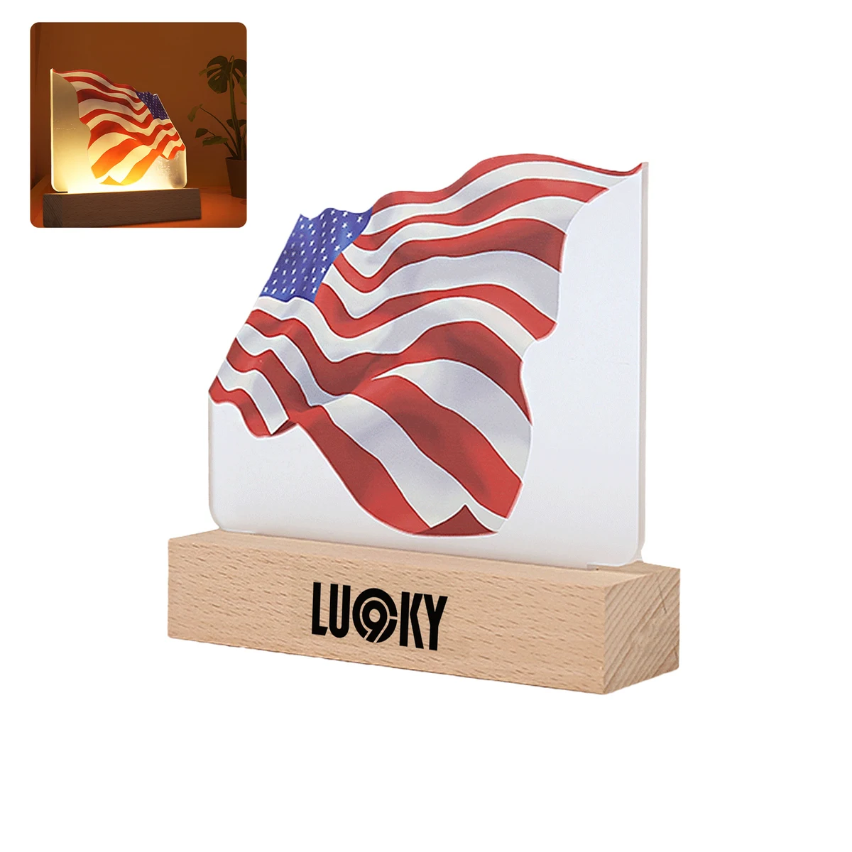 American Flag 3D Night Light LOGO Welfare Holiday Gift Adver 1