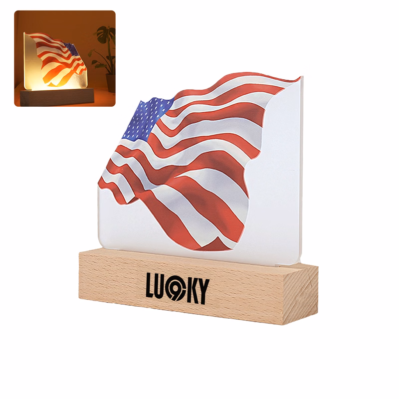 American Flag 3D Night Light LOGO Welfare Holiday Gift Adver