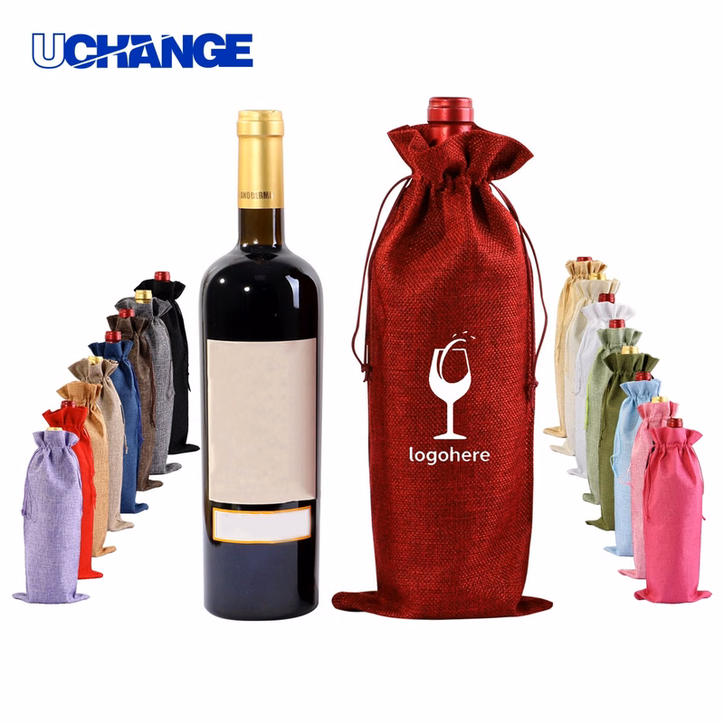 Holiday Wine Bag Container with Drawstring