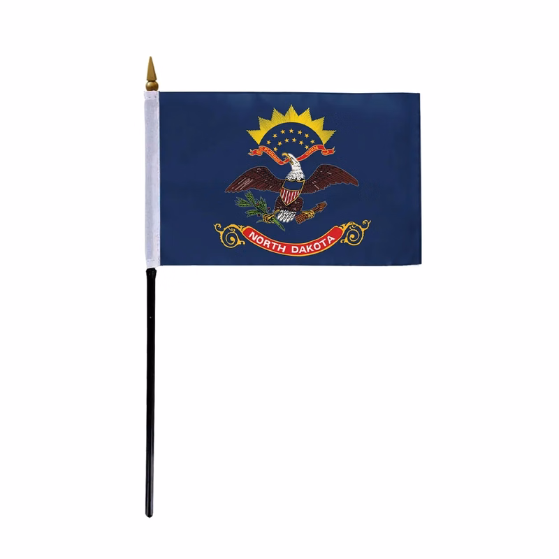 4"x6" & 12"x18'' North Dakota ePoly Printed Stick Flags