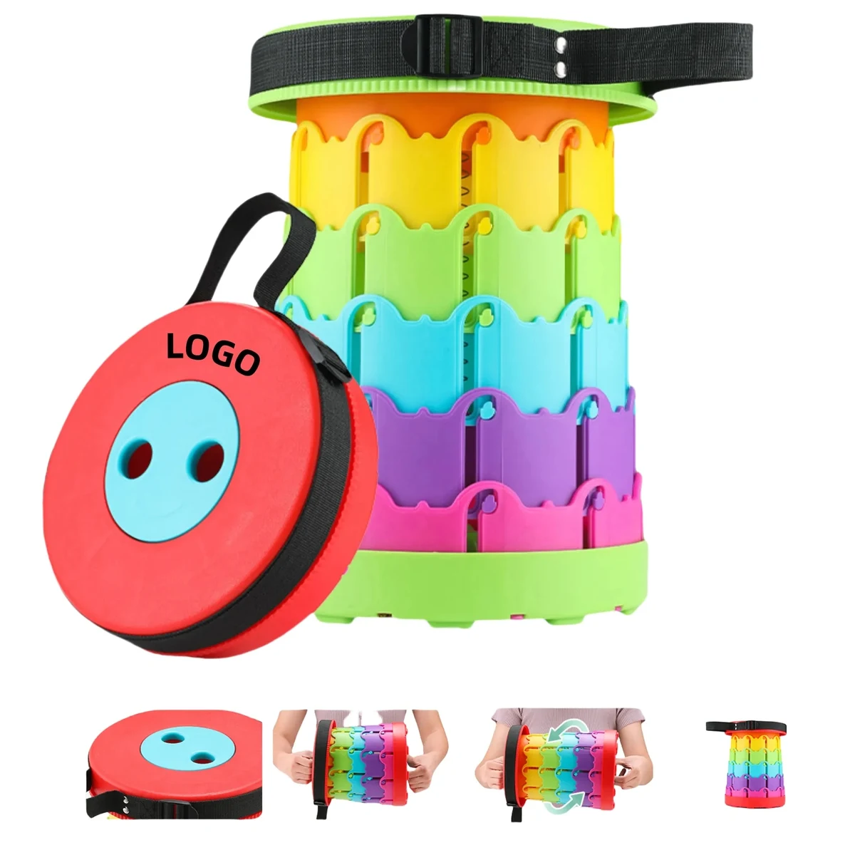 Rainbow Color Portable Telescoping Outdoor Stool 1