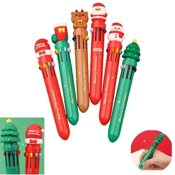 10 Colors Christmas Press Ballpoint Pen 1