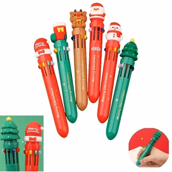 10 Colors Christmas Press Ballpoint Pen