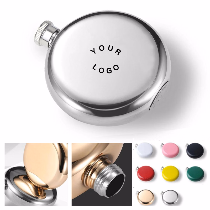 Mini Round Hip Flask 5oz for Personal Beverage Carry