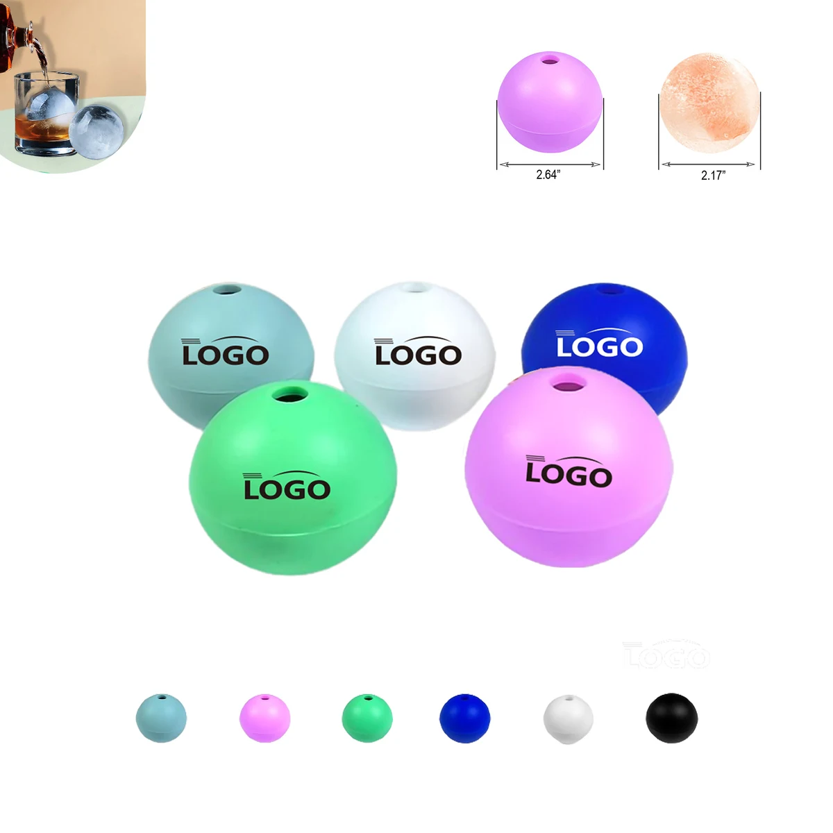 MOQ50 Round Sphere Silicone Whiskey Ice Ball Maker Mold 1