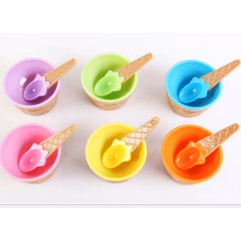 Colorful Ice Cream Spoon & Bowl Set Tableware
