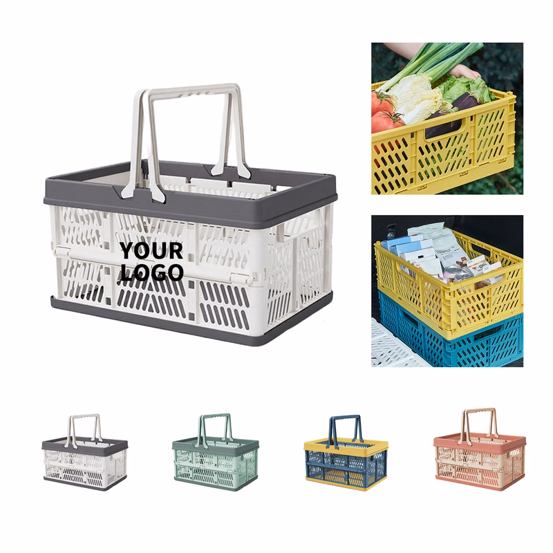 Collapsible Plastic Crate Basket 15.6 x 10.2 x 8.25"