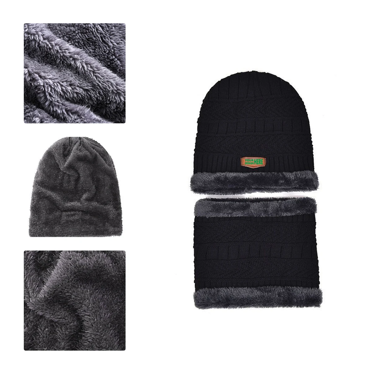 MOQ 50 Winter Knit Beanie Warm Fleece Lined Hat 1