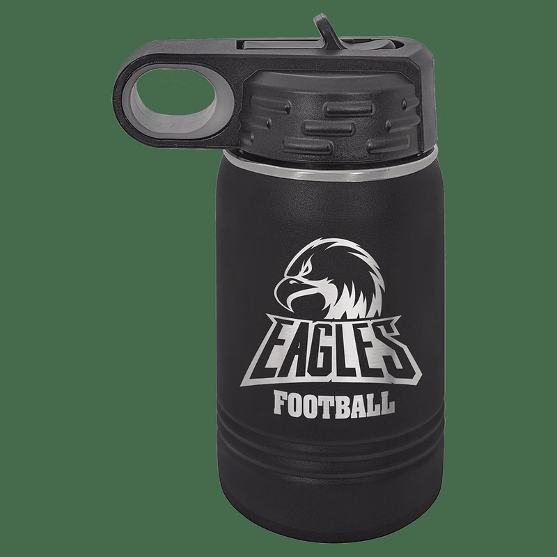 12 oz. Black Laser Engraved Polar Camel Water Bottles