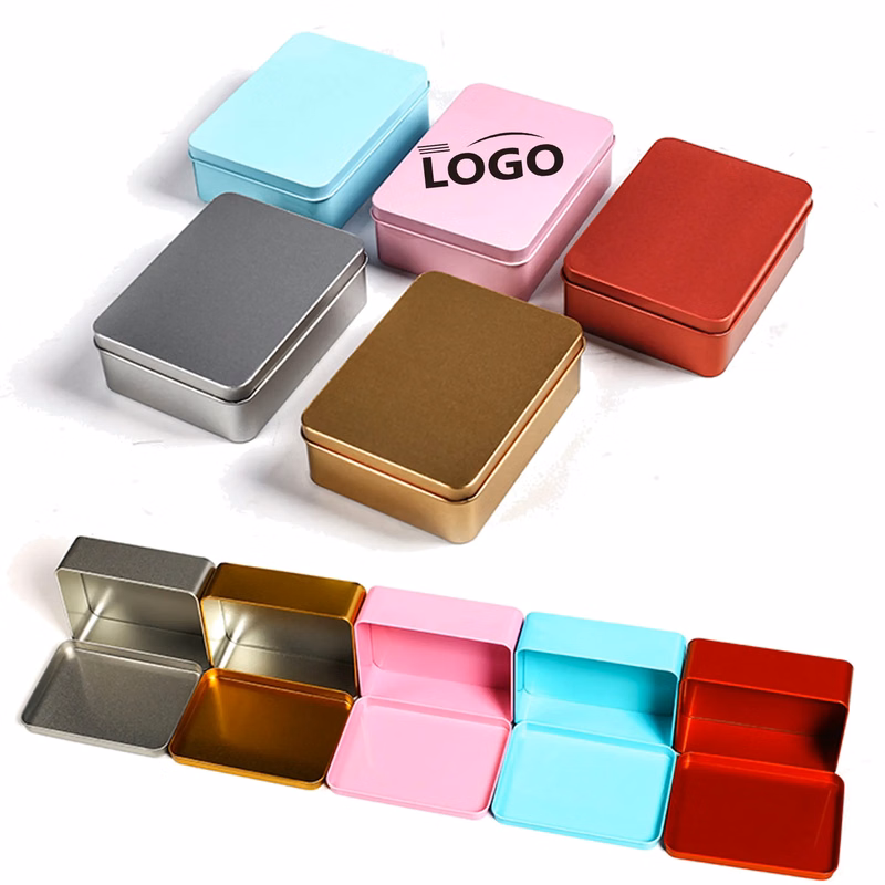 4.7" x 3.5" x 1.6" Rectangular Hinged Tin Box Storage Contai