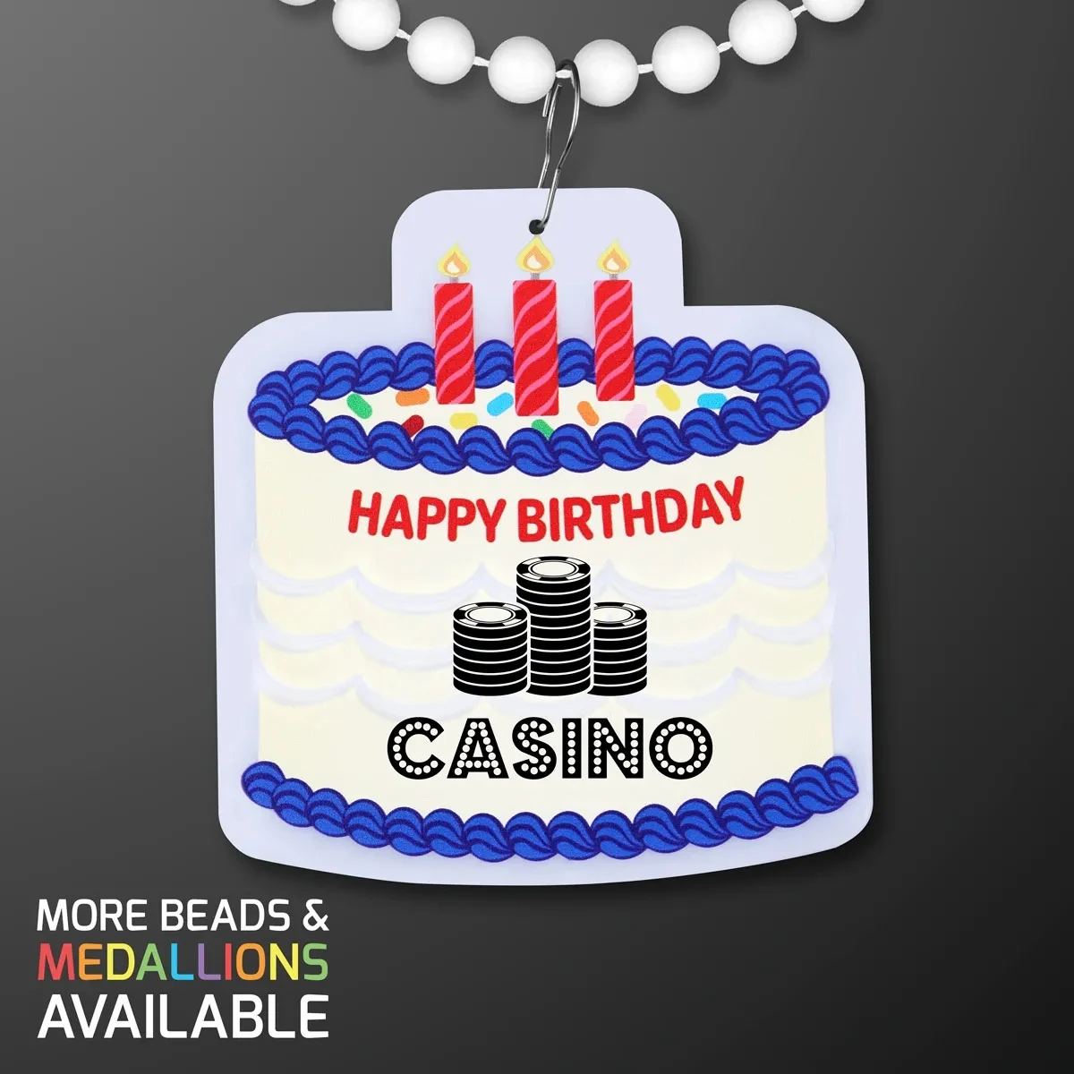 Birthday Cake Medallion with Beaded Necklace (NON-Light Up) 1