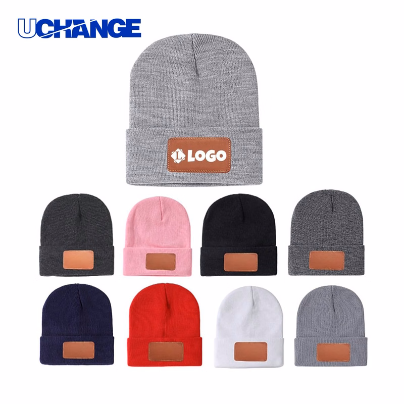 Cozy Knit Beanie with Leather Patch