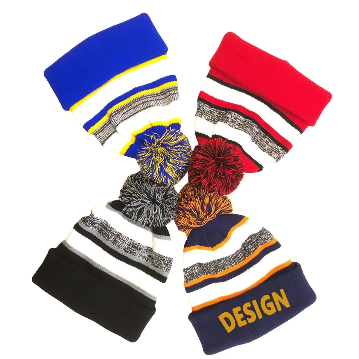 Youth Custom Knit Pom Beanie MOQ 100PCS 1