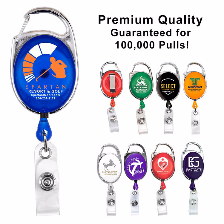 "Oberlin" 30" Cord Retractable Carabiner Style Badge Reel and Badge Holder (Patent D539,122)