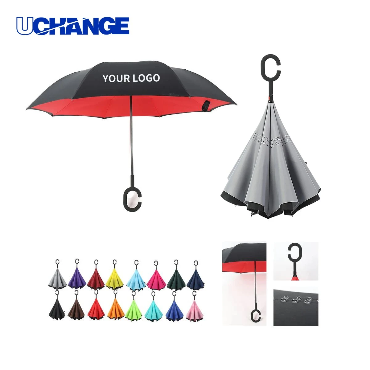Pongee Inversion Umbrella with Fiberglass Frame 1