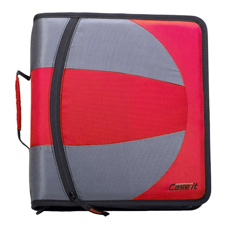 Case-It Dual Zipper Binders - Fire Engine Red 3" 1