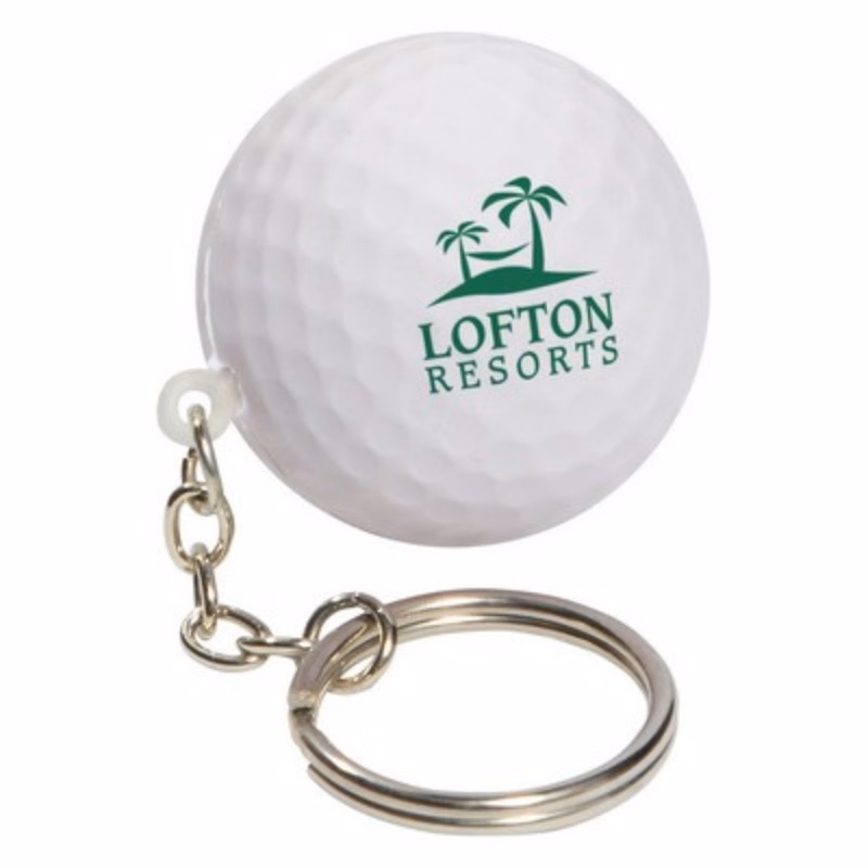 Golf Ball Shape Stress Ball Keychain