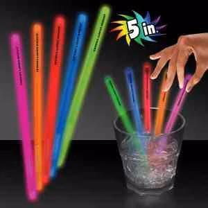 5" Single Color Glow Light Up Swizzle Stick