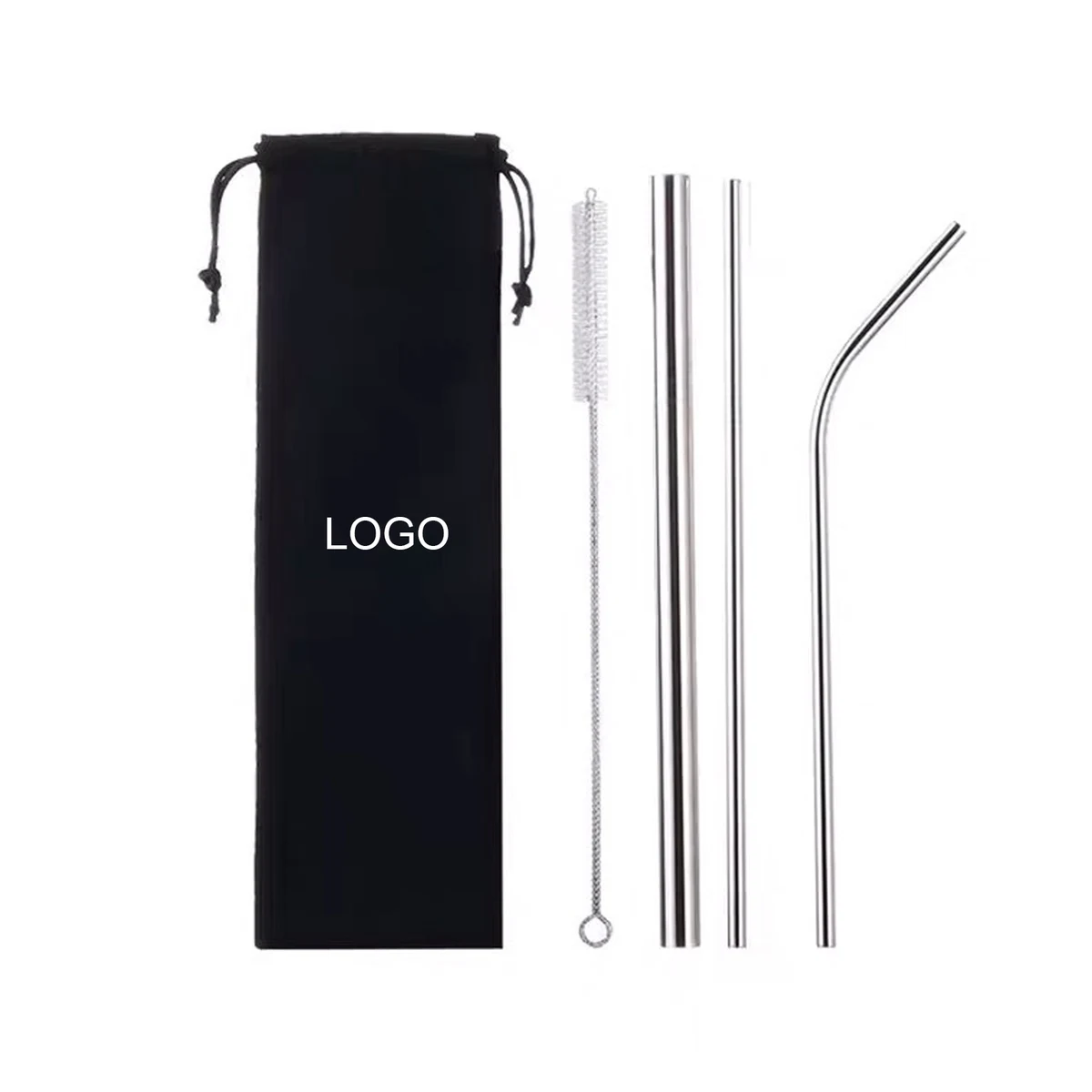 Silver Stainless Steel Straw Set 1