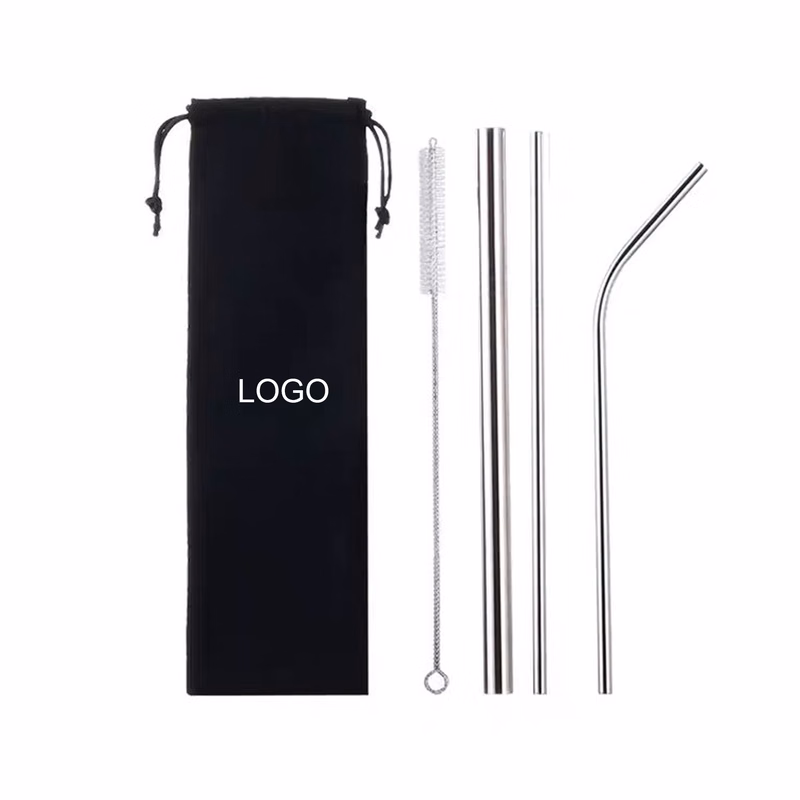 Silver Stainless Steel Straw Set