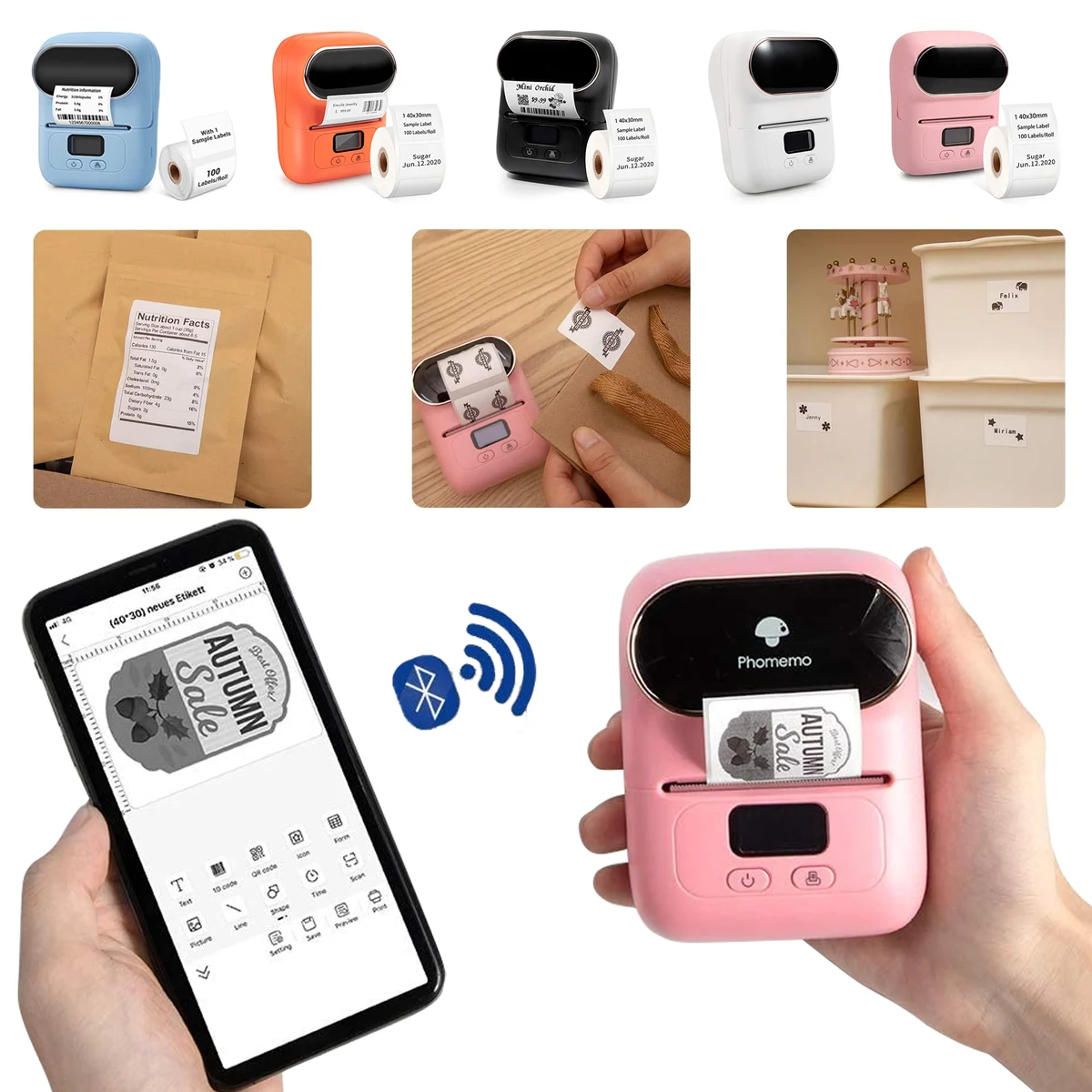 Portable Bluetooth Thermal Label Maker Printer 1